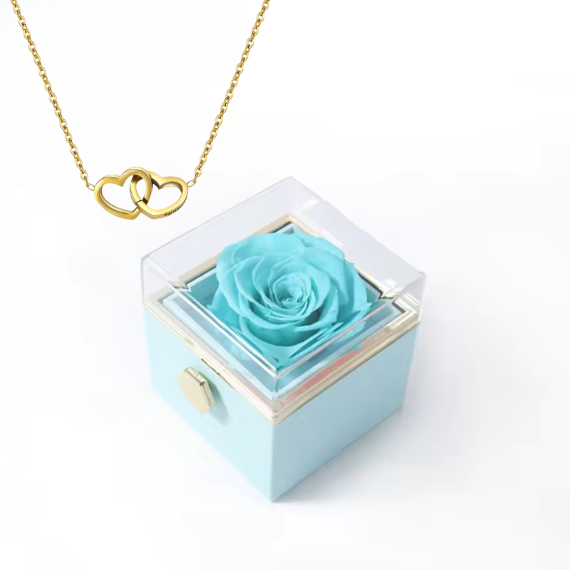 Caixa Colar coração + caixa Rosa - Presente de amor elegante