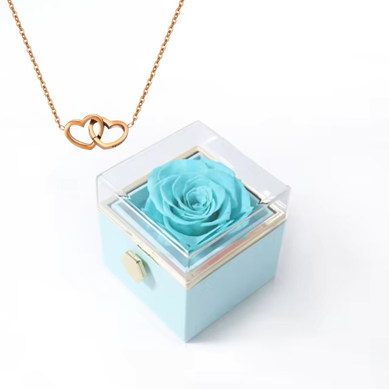Caixa Colar coração + caixa Rosa - Presente de amor elegante