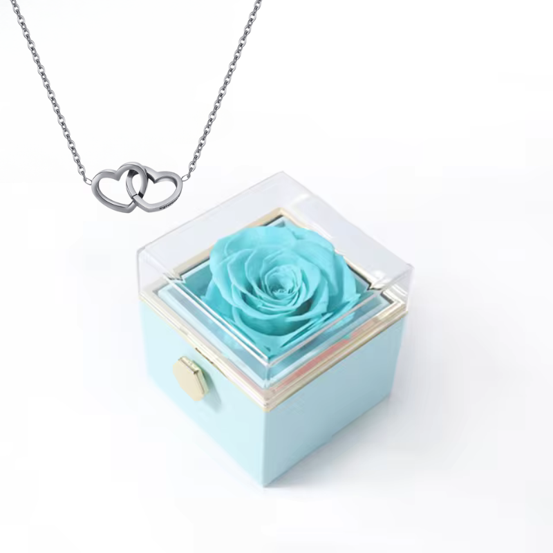Caixa Colar coração + caixa Rosa - Presente de amor elegante