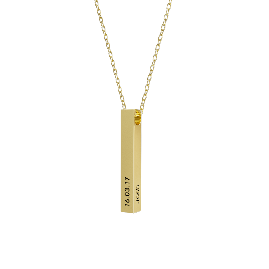 Colar Barra 3D Gravado - Elegância personalizada