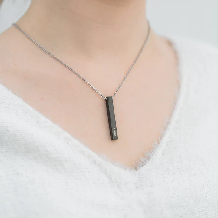 Colar Barra 3D Gravado - Elegância personalizada