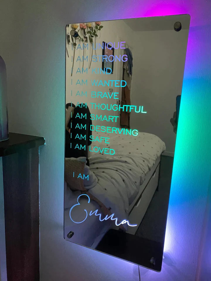 Espelho de afirmações personalizável 'EU SOU' – Exiba a sua própria motivação