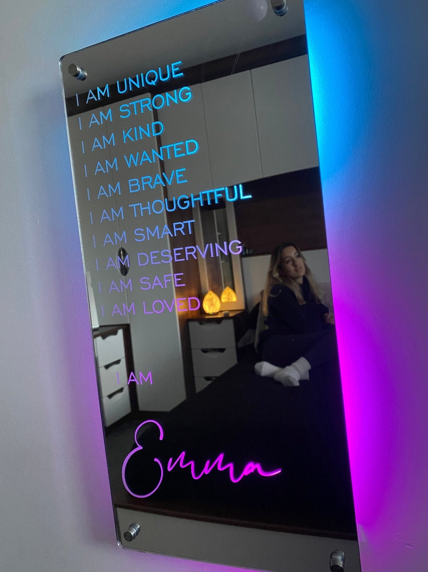 Espelho de afirmações personalizável 'EU SOU' – Exiba a sua própria motivação
