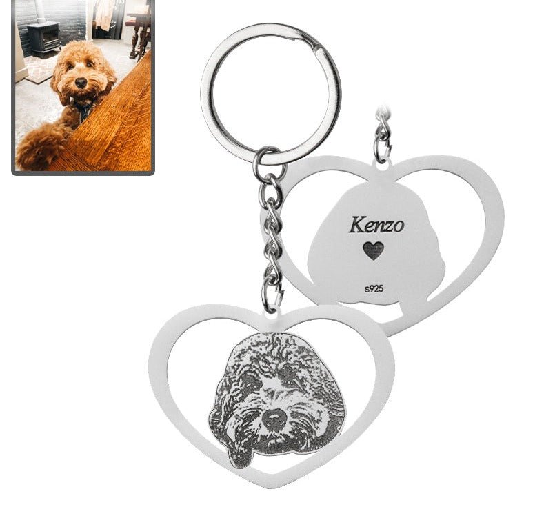 Porta-chaves com silhueta de cão com coração