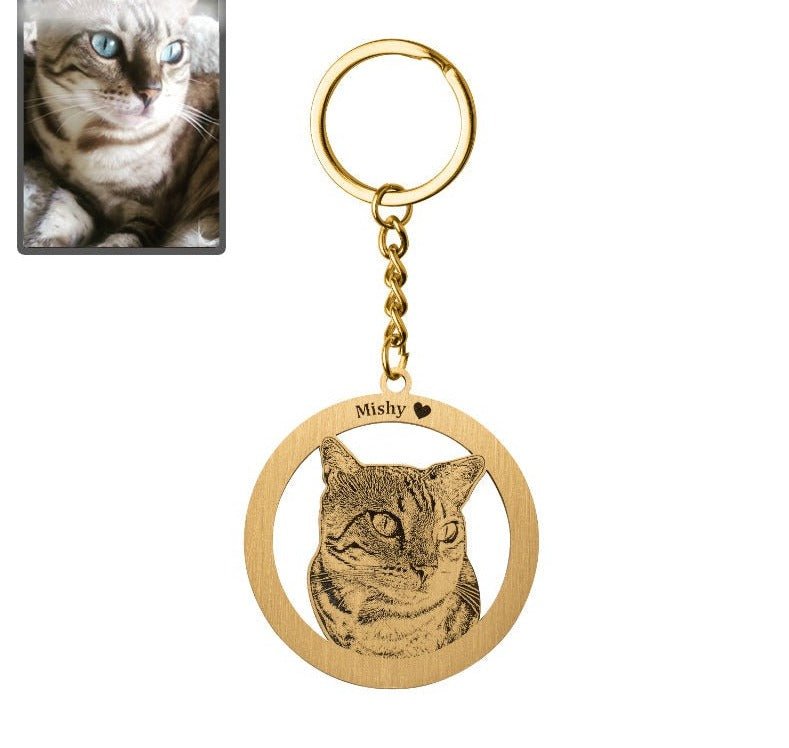 Porta-chaves com silhueta de gato em círculo