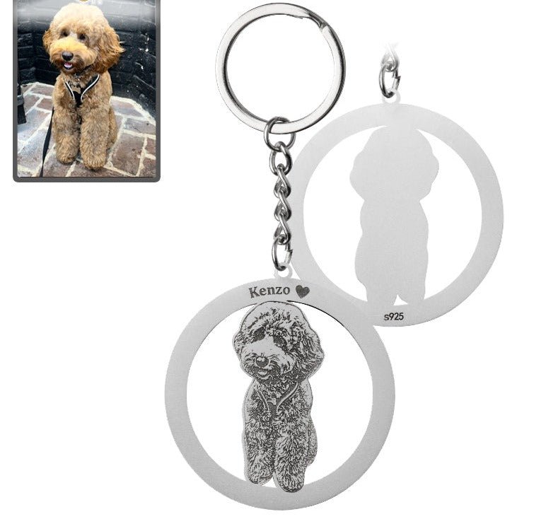 Porta-chaves com silhueta de cão em círculo