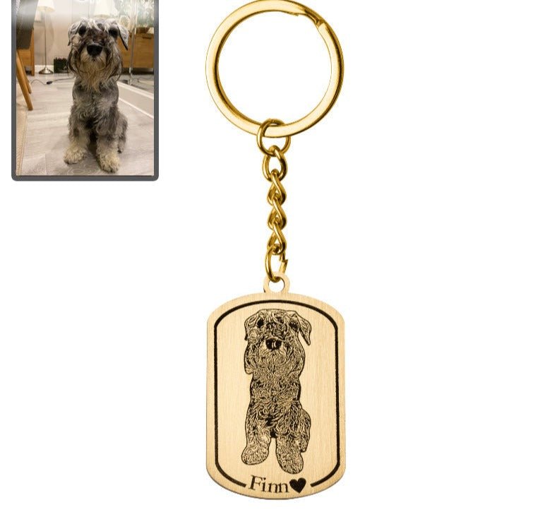 Porta-chaves medalhão com silhueta de cão