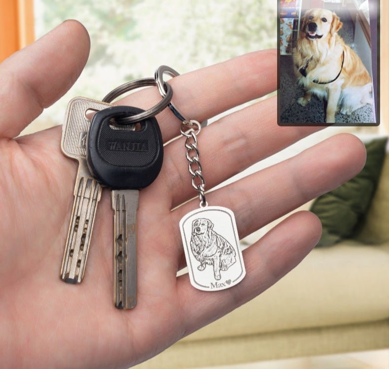 Porta-chaves medalhão com silhueta de cão