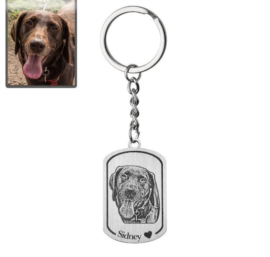 Porta-chaves medalhão com silhueta de cão